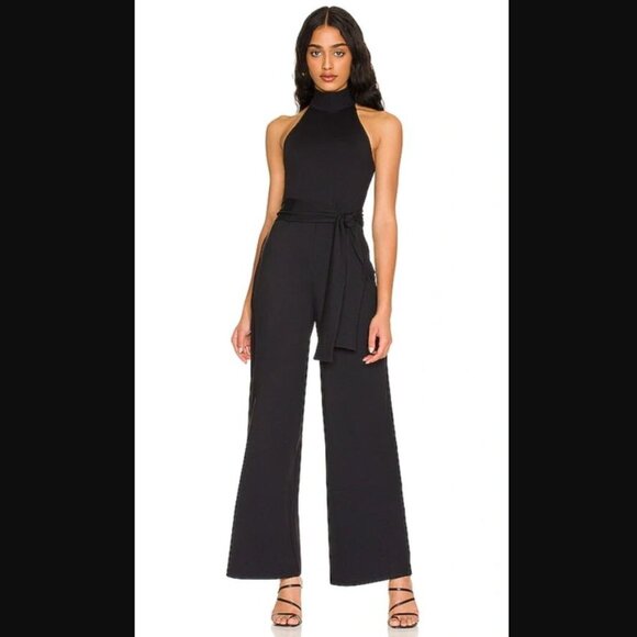 Susana Monaco Mock Neck Open-Back Jumpsuit Black XS - Picture 1 of 5
